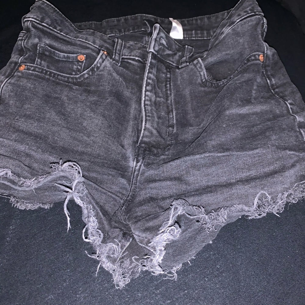 Black denim shorts